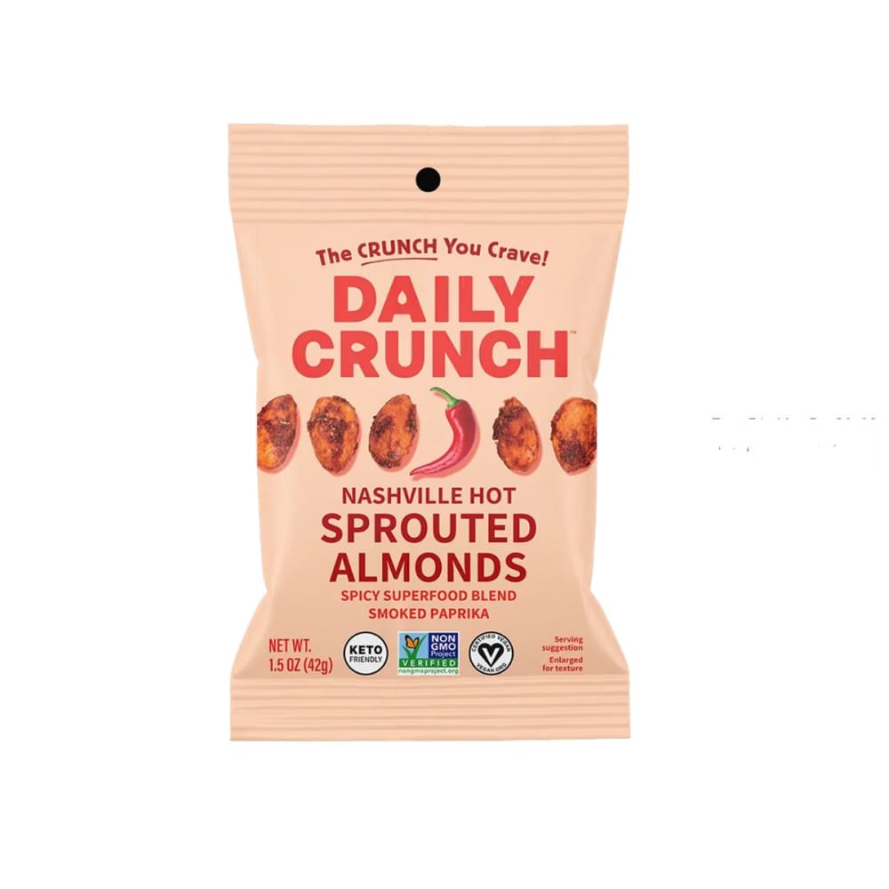 DAILY CRUNCH: Nashville Hot Sprouted Almonds 1.5 oz - Grocery > Snacks > Nuts - DAILY CRUNCH
