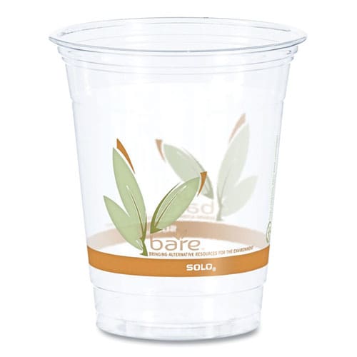 Dart Bare Eco-forward Rpet Cold Cups 12 Oz To 14 Oz Leaf Design Clear Squat 50/pack 20 Packs/carton - Food Service - Dart®