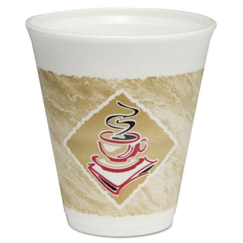 Dart Cafe G Foam Hot/cold Cups 12 Oz Brown/red/white 1,000/carton - Food Service - Dart®