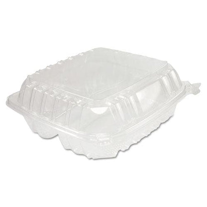 Dart Clearseal Hinged-lid Plastic Containers 8.25 X 8.25 X 3 Clear Plastic 125/pack 2 Packs/carton - Food Service - Dart®