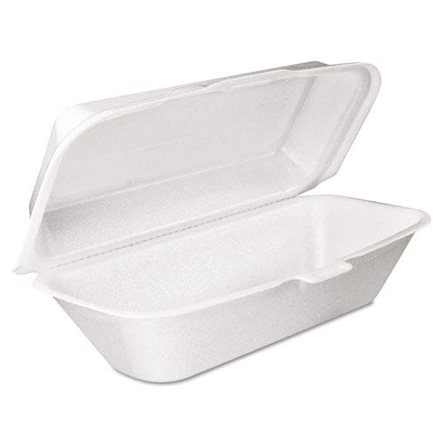 Dart Foam Hinged Lid Container Hoagie Container With Removable Lid 5.3 X 9.8 X 3.3 White 125/bag 4 Bags/carton - Food Service - Dart®