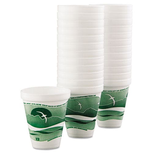 Dart Horizon Hot/cold Foam Drinking Cups 12 Oz Green/white 25/bag 40 Bags/carton - Food Service - Dart®