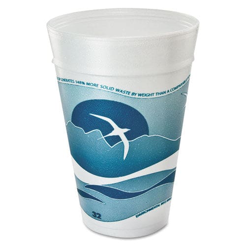 Dart Horizon Hot/cold Foam Drinking Cups 44 Oz Ocean Blue/white 15/bag 20 Bags/carton - Food Service - Dart®
