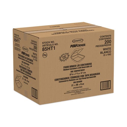 Dart Insulated Foam Hinged Lid Containers 1-compartment 7.9 X 8.4 X 3.3 White 200/pack 2 Packs/carton - Food Service - Dart®