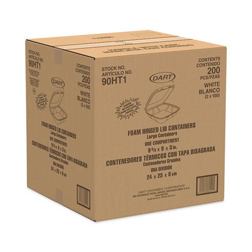 Dart Insulated Foam Hinged Lid Containers 1-compartment 9 X 9.4 X 3 White 200/pack 2 Packs/carton - Food Service - Dart®