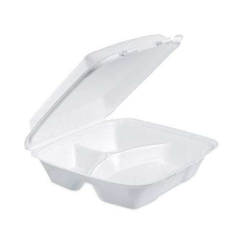 Dart Insulated Foam Hinged Lid Containers 3-compartment 9 X 9.4 X 3 White 200/pack 2 Packs/carton - Food Service - Dart®