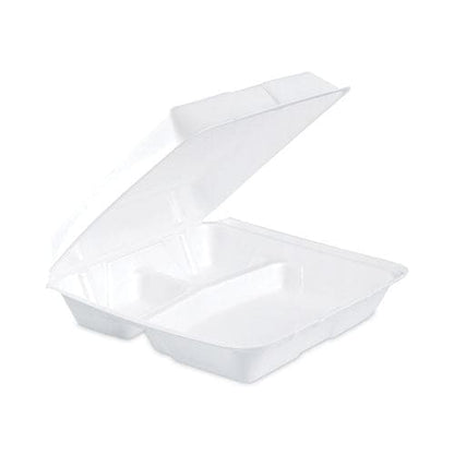 Dart Insulated Foam Hinged Lid Containers 3-compartment 9.3 X 9.5 X 3 White 200/pack 2 Packs/carton - Food Service - Dart®