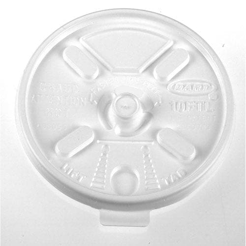 Dart Lift N’ Lock Plastic Hot Cup Lids Fits 10 Oz Cups White 1,000/carton - Food Service - Dart®