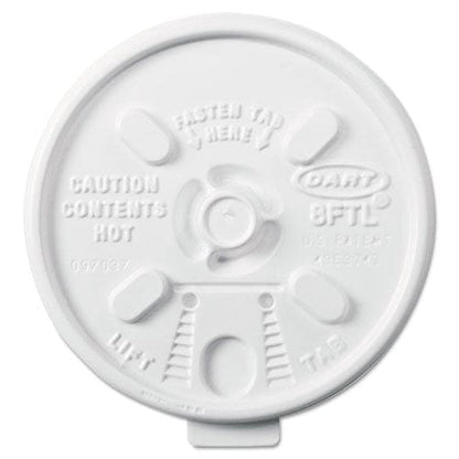 Dart Lift N’ Lock Plastic Hot Cup Lids Fits 8 Oz Cups White 1,000/carton - Food Service - Dart®