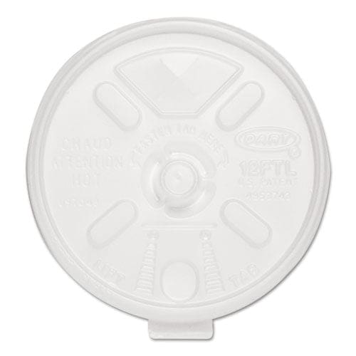 Dart Lift N’ Lock Plastic Hot Cup Lids With Straw Slot Fits 10 Oz To 14 Oz Cups Translucent 100/sleeve 10 Sleeves/carton - Food Service -