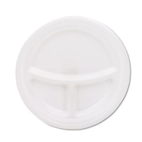 Dart Mediumweight Foam Plates 3-compartment 9 Dia White 125/pack - Food Service - Dart®