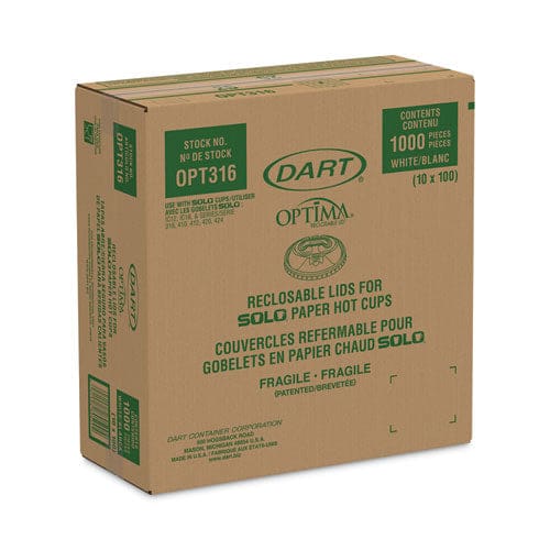 Dart Optima Reclosable Lids For Hot Paper Cups Fits 10 Oz To 24 Oz Cups White 1,000/carton - Food Service - Dart®