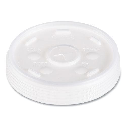 Dart Plastic Lids Fits 12 Oz To 24 Oz Hot/cold Foam Cups Straw-slot Lid White 100/pack 10 Packs/carton - Food Service - Dart®