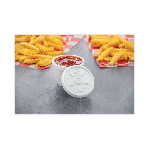 Dart Plastic Lids For Foam Containers Vented Fits 3.5-6 Oz White 100/pack 10 Packs/carton - Food Service - Dart®