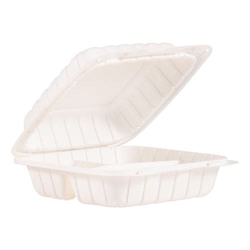 Dart Proplanet Hinged Lid Containers 3-compartment 8.3 X 8 X 3 White Plastic 150/carton - Food Service - Dart®