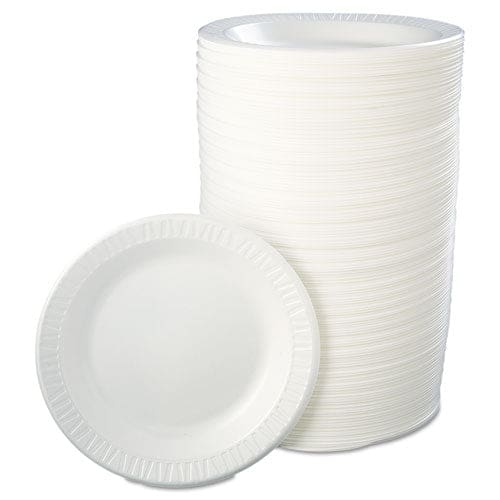 Dart Quiet Classic Laminated Foam Dinnerware Plate 10.25 Dia White 125/pack 4 Packs/carton - Food Service - Dart®