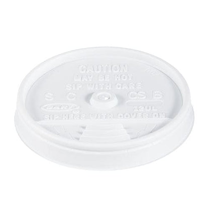Dart Sip Thru Lids Fits 10 Oz To 14 Oz Foam Cups Plastic White 100/pack 10 Packs/carton - Food Service - Dart®