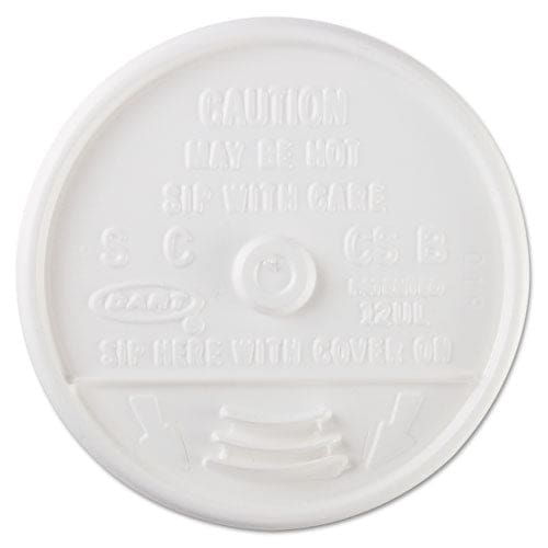 Dart Sip Thru Lids Fits 10 Oz To 14 Oz Foam Cups Plastic White 100/pack 10 Packs/carton - Food Service - Dart®