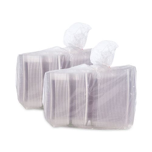 Dart Staylock Clear Hinged Lid Containers 3-compartment 8.6 X 9 X 3 Clear Plastic 100/packs 2 Packs/carton - Food Service - Dart®