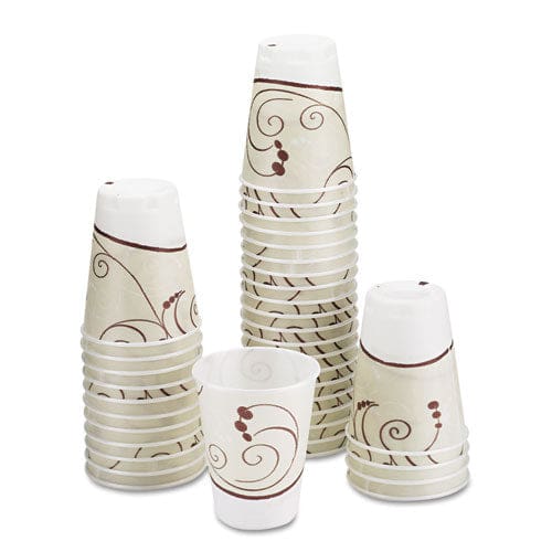 Dart Trophy Plus Dual Temperature Insulated Cups In Symphony Design 16 Oz Beige 50/pack 15 Packs/carton - Food Service - Dart®