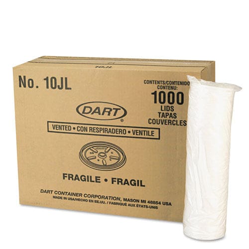 Dart Vented Plastic Hot Cup Lids 10 Oz Cups White 1,000/carton - Food Service - Dart®
