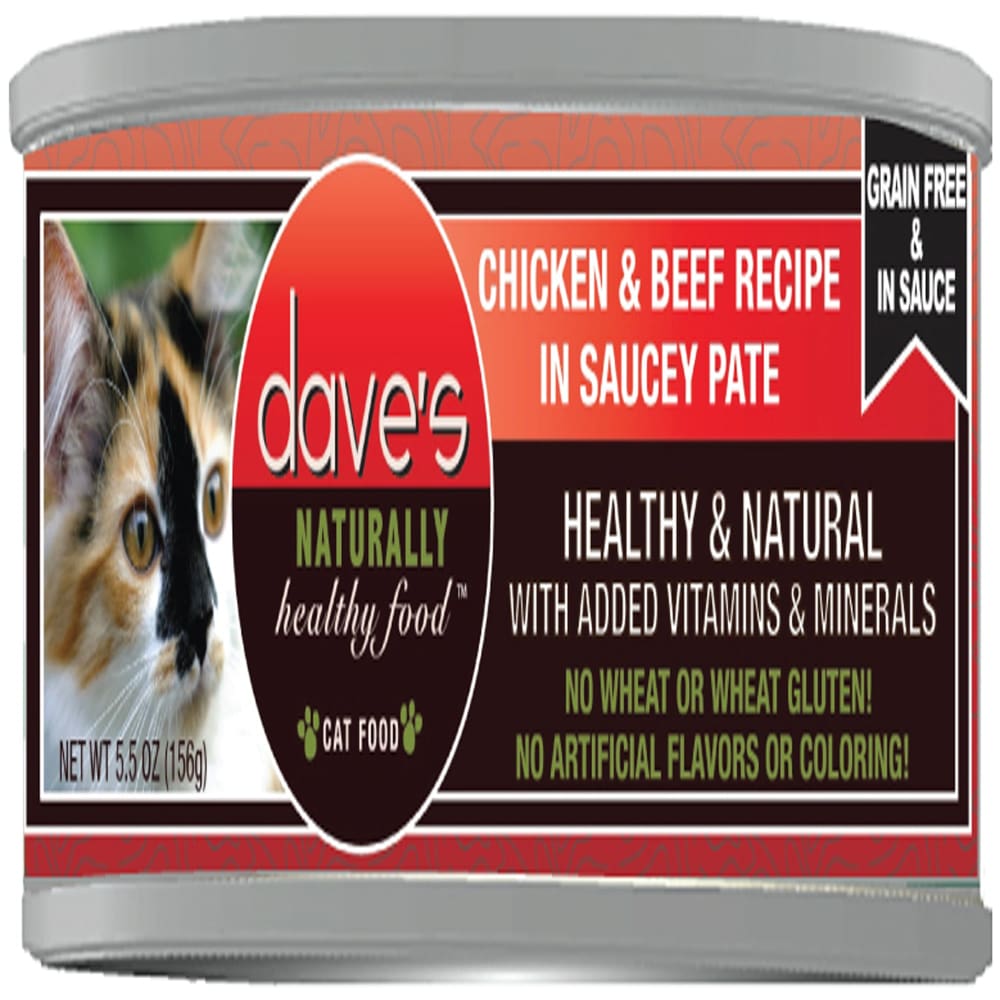 Dave Cat Grain Free Saucey Chicken N Beef 5.5 Oz (Case Of 24) - Pet Supplies - Dave