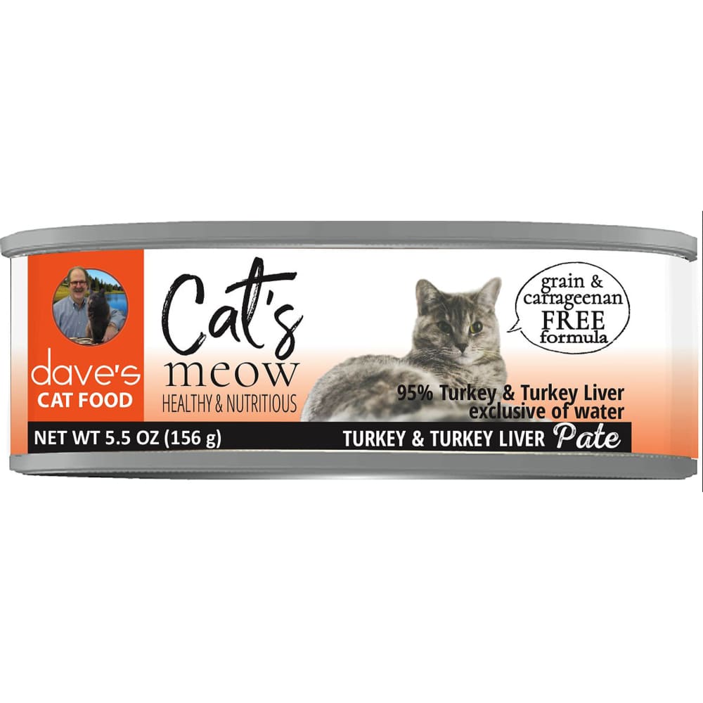 Daves Cat?s Meow 95% Turkey and Turkey Liver Pat? - 5.5 oz (Case of 24) - Pet Supplies - Daves