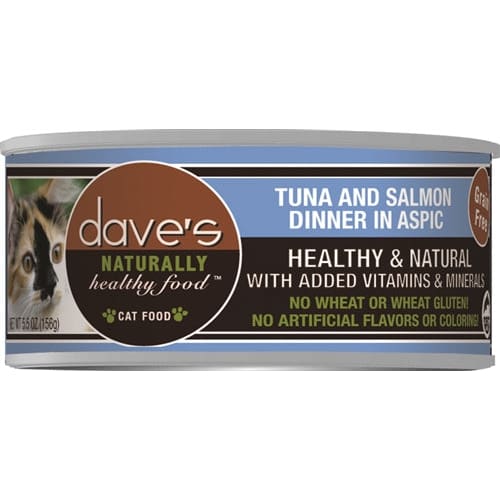 Daves Naturally Healthy Cat Food; Tuna and Salmon Dinner In Aspic 5.5Oz (Case Of 24) - Pet Supplies - Daves
