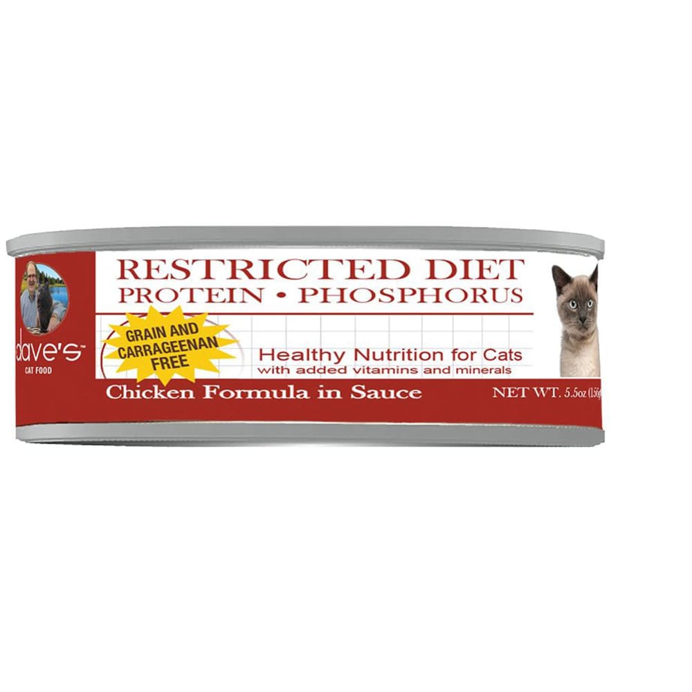 DAVES PET CAT Restricted Diet Phosphorus ? Chicken and Chicken Recipe Pat? in Juice 5.5 oz. (Case of 24) - Pet Supplies - DAVES