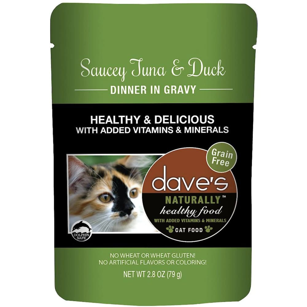 Daves Pet Food Cat Naturally Healthy Pouch - Saucey Tuna and Duck Dinner in Gravy 2.8oz. (Case of 24) - Pet Supplies - Daves