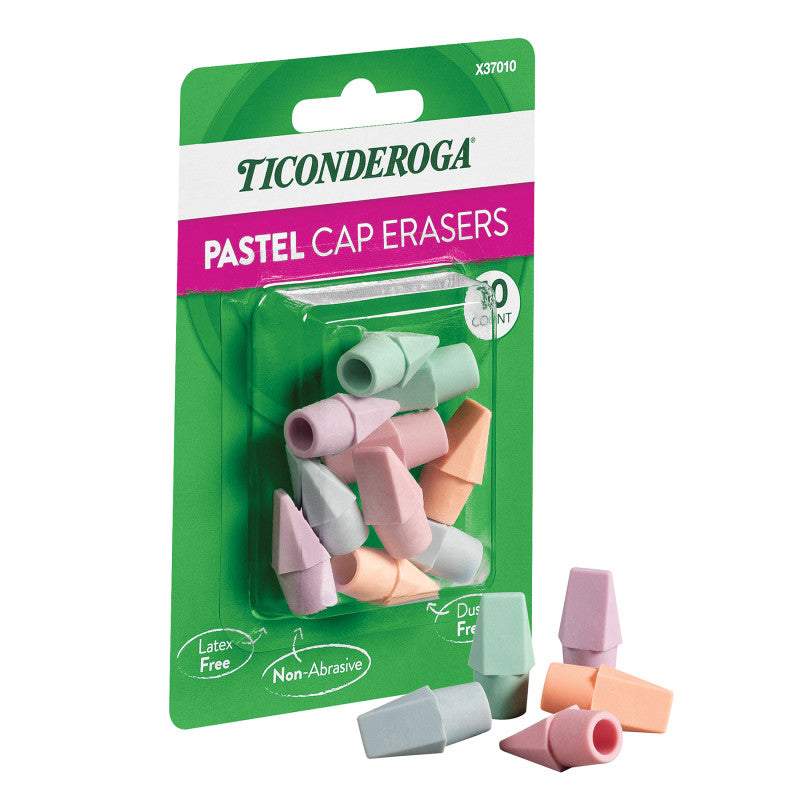 10Ct Pastel Cap Eraser Ticonderoga (Pack of 12)