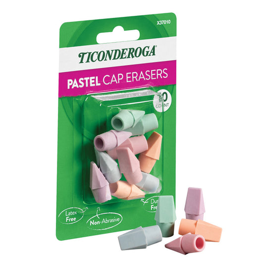 10Ct Pastel Cap Eraser Ticonderoga (Pack of 12)