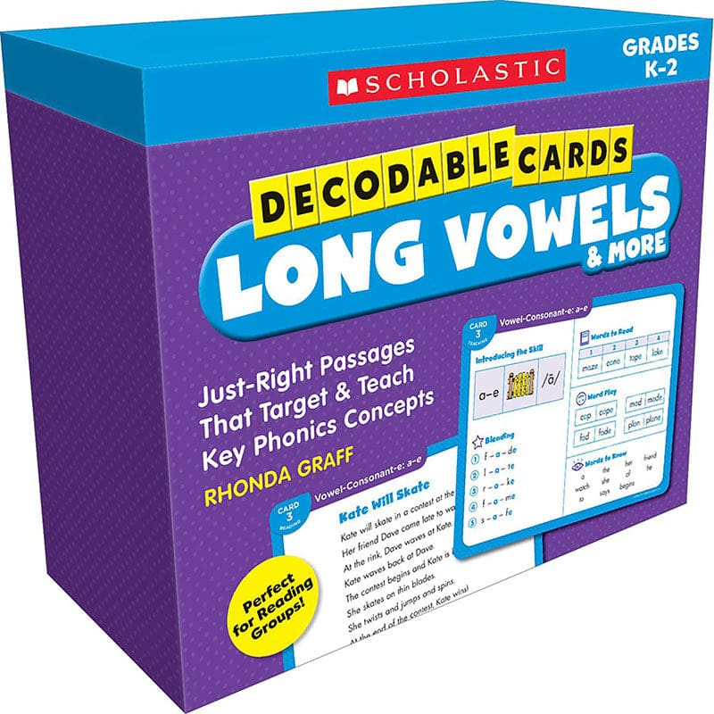 Decodable Cards Long Vowels & More - Phonics - Scholastic Teaching Resources