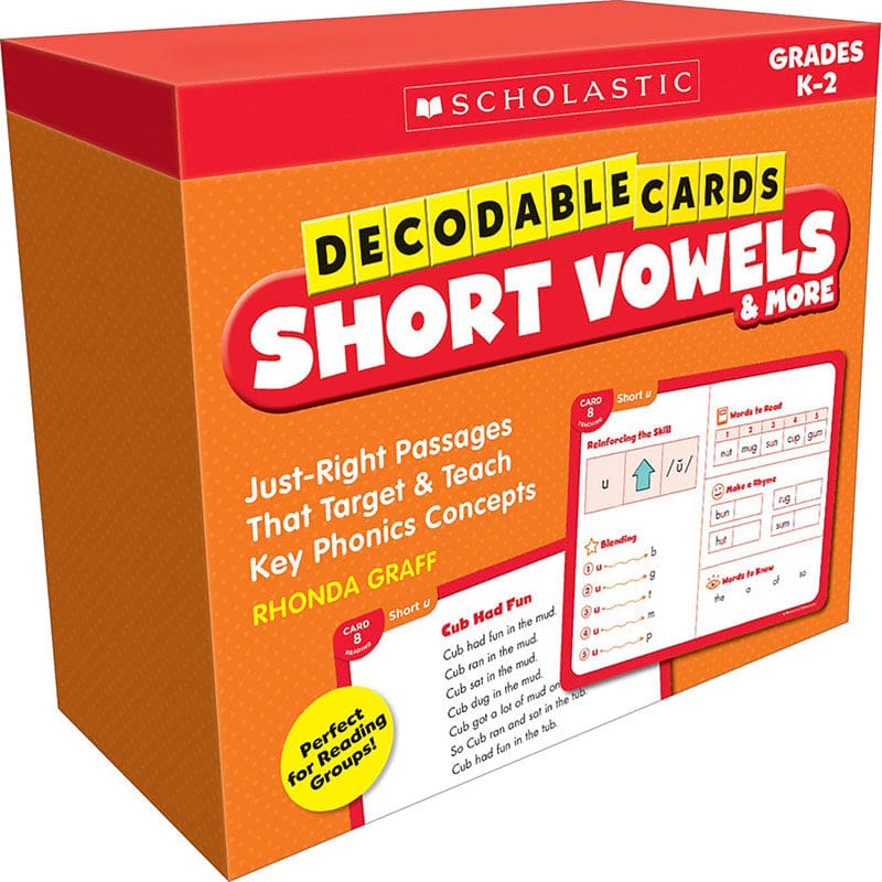 Decodable Cards Short Vowels & More - Phonics - Scholastic Teaching Resources