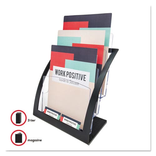 deflecto 3-tier Literature Holder Leaflet Size 11.25w X 6.94d X 13.31h Black - Office - deflecto®