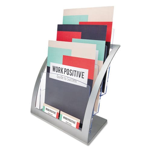 deflecto 3-tier Literature Holder Leaflet Size 11.25w X 6.94d X 13.31h Silver - Office - deflecto®
