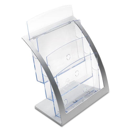 deflecto 3-tier Literature Holder Leaflet Size 11.25w X 6.94d X 13.31h Silver - Office - deflecto®