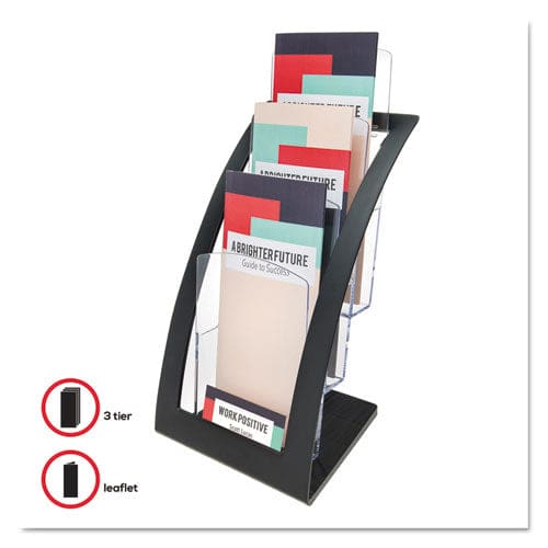 deflecto 3-tier Literature Holder Leaflet Size 6.75w X 6.94d X 13.31h Black - Office - deflecto®