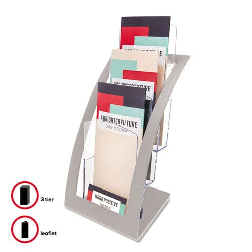 deflecto 3-tier Literature Holder Leaflet Size 6.75w X 6.94d X 13.31h Silver - Office - deflecto®