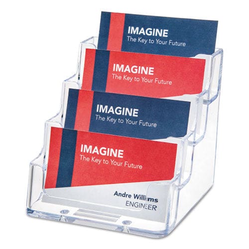 deflecto 4-pocket Business Card Holder Holds 200 Cards 3.94 X 3.5 X 3.75 Plastic Clear - Office - deflecto®