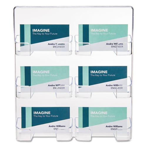 deflecto 6-pocket Business Card Holder Holds 480 Cards 8.5 X 1.63 X 9.75 Plastic Clear - Office - deflecto®