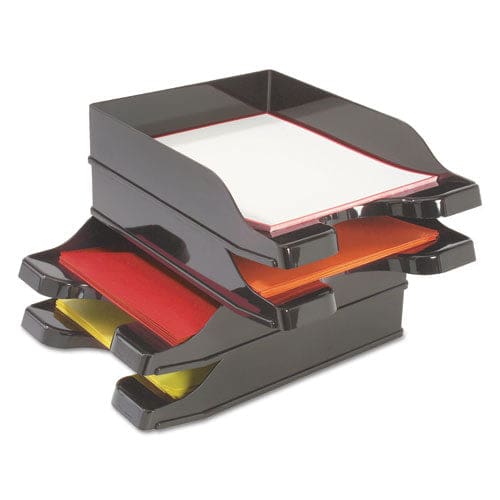 deflecto Docutray Multi-directional Stacking Tray Set 2 Sections Letter To Legal Size Files 10.13 X 13.63 X 2.5 Black 2/pack - School