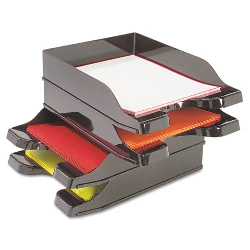 deflecto Docutray Multi-directional Stacking Tray Set 2 Sections Letter To Legal Size Files 10.13 X 13.63 X 2.5 Black 2/pack - School
