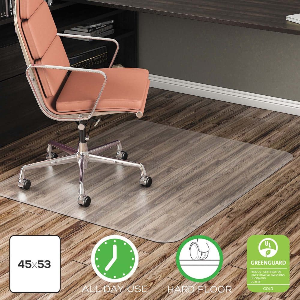 Deflecto EconoMat All Day Use Chair Mat For Hard Floors 45 x 53 - Office Chairs - Deflecto