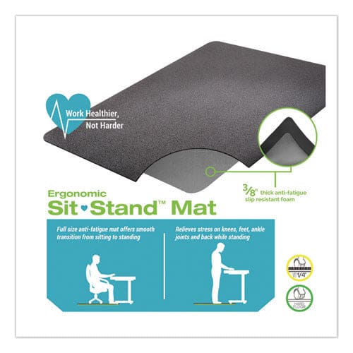 deflecto Ergonomic Sit Stand Mat 48 X 36 Black - Janitorial & Sanitation - deflecto®