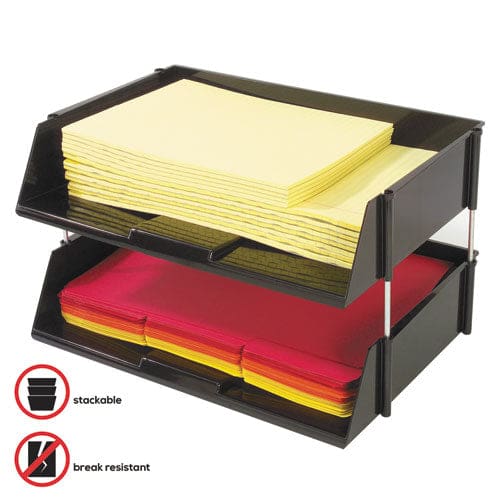 deflecto Industrial Tray Side-load Stacking Tray Set 2 Sections Letter To Legal Size Files 16.38 X 11.13 X 3.5 Black 2/pack - School