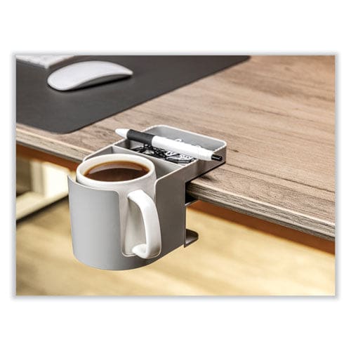deflecto Standing Desk Cup Holder Organizer Two Sections 3.94 X 7.04 X 3.54 Gray - Office - deflecto®