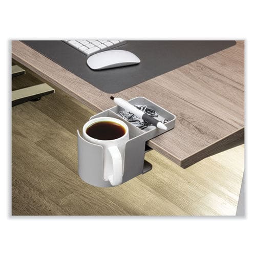 deflecto Standing Desk Cup Holder Organizer Two Sections 3.94 X 7.04 X 3.54 Gray - Office - deflecto®