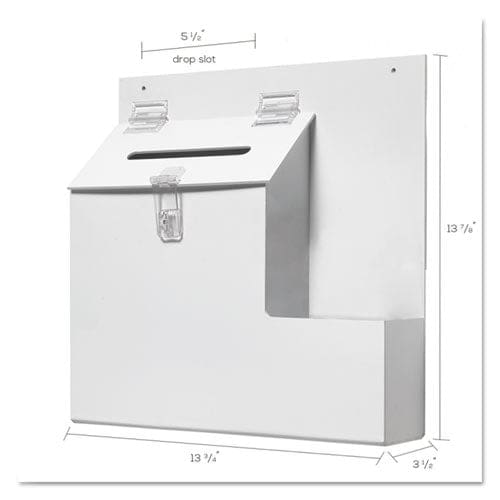 deflecto Suggestion Box Literature Holder With Locking Top 13.75 X 3.63 X 13.94 Plastic White - Office - deflecto®