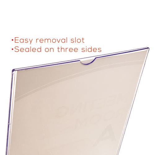 deflecto Superior Image Slanted Sign Holder With Front Pocket 9w X 4.5d X 10.75h Clear - Office - deflecto®
